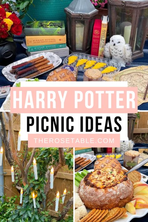 A backyard Harry Potter Picnic full of magical recipes that will transport you to Hogwarts! Harry Potter Picnic, Harry Potter Tea Party, Harry Potter Themed Food, Harry Potter Food Ideas, Themed Dinners Ideas, Harry Potter Dinner, Harry Potter Party Ideas, Harry Potter Cookbook, Harry Potter Tea