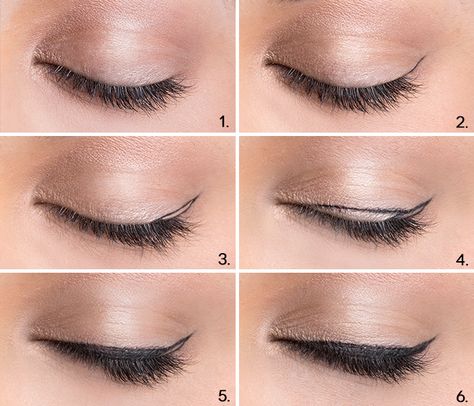 The Secret Trick to Nailing the Perfect Cat-Eye | Women's Health Magazine Doe Eyes Make Up, Doe Eye Makeup, Cat Eye Tutorial, Easy Cat Eye, Eyeliner Glitter, Eyeliner Shapes, Subtle Cat Eye, How To Do Eyeliner, Eyeliner Hacks