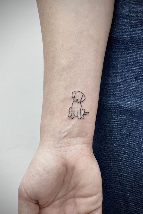 Tattoo studio Life Line Tiny Puppy Tattoo, Beagle Tattoo Minimalist, Labradoodle Tattoo Ideas, Small Dog Related Tattoos, Small Labrador Tattoo, Ice Cream Tattoo Minimalist, Doggie Tattoos Ideas, Cockapoo Tattoo Ideas, Cute Dog Tattoo Ideas