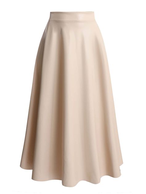 Khaki Elegant Collar  Fabric Plain Flared Embellished Slight Stretch  Women Plus Clothing Elegant Beige Outfits, Plain Skirt Outfit, Dressy Skirt Outfits, Khaki Skirt Outfit, Khaki Skirt Outfits, Flare Skirt Outfit, Shein Skirts, Outfit Elegantes, Plain Skirt