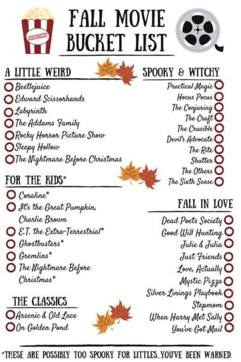 Fall Movie Bucket List ❤❤❤ Very Excited!!! Edward Scissorhands, Mystic Pizza, Movie Popcorn, It's The Great Pumpkin, Silver Linings Playbook, Good Will Hunting, Popcorn Bucket, The Devil's Advocate, Horror Picture Show