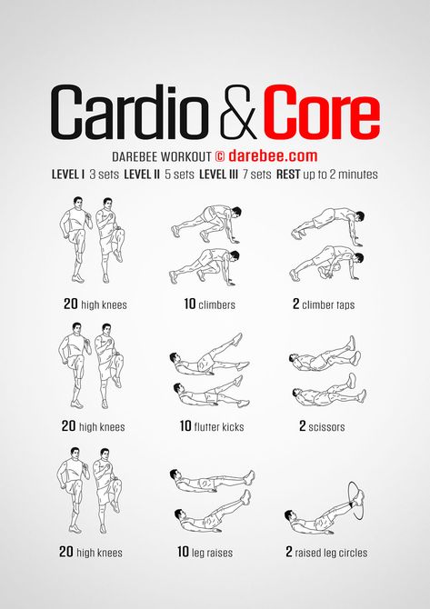 Darebee Workout, Core Workout Gym, Beginners Cardio, Workout Man, Cardio Abs, Cardio At Home, Abs Workout Video, Gym Workout Chart, Cardio Workout At Home