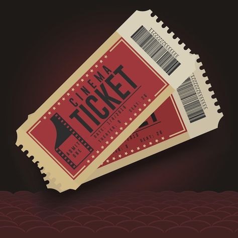 Cinema tickets. movie cinema ticket icon... | Premium Vector #Freepik #vector #cinema-chair #cinema-hall #cinema-seat #movie-ticket Retro Cinema Poster, Cinema Ticket Aesthetic, Cinema Ticket Design, Cinema Ticket Template, Old Cinema Ticket, Old Cinema Aesthetic, Movie Ticket Design, Movies Ticket, Movie Theater Tickets