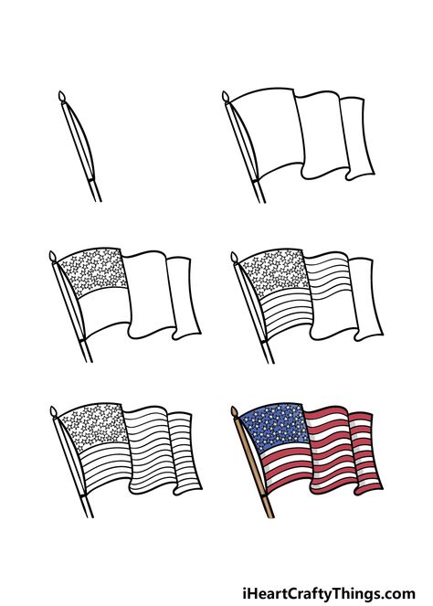 USA Flag Drawing - How To Draw A USA Flag Step By Step Usa Flag Drawing, Flag Drawing, Republic Of Texas, Fabric Hanging, Flag Painting, Document Sign, Easy Doodles Drawings, A Flag, Painted Boards