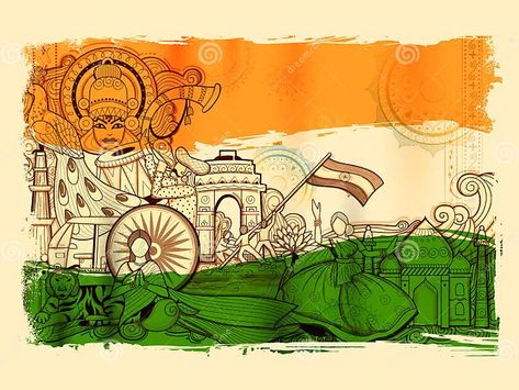 Incredible India Posters, India Background, Independence Day Drawing, India Poster, Independent Day, Indian Flag Wallpaper, India Painting, Independence Day India, Indian Illustration