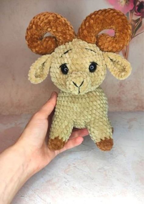 Amigurumi ram pattern, Crochet pattern ram, Large plushie amigurumi pattern, English pattern amigurumi pdf Amigurumi Patterns, Ram Amigurumi, Crochet Bison, Ram Crochet, Crochet Monkey Pattern, Crochet Farm Animals, Vive Le Vent, Crochet Sheep, Monkey Pattern