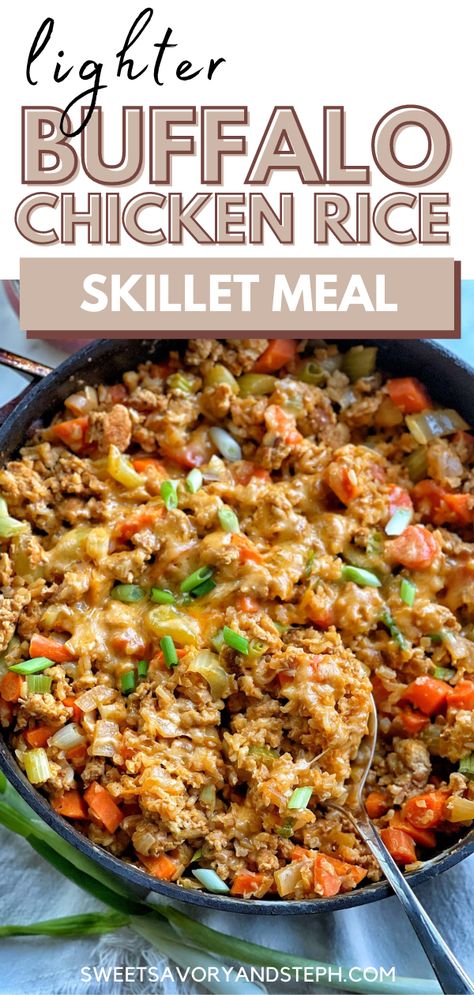 Cauliflower Rice Skillet Recipes, Ground Chicken Cauliflower Recipes, Chicken Carrots And Celery Easy Recipes, Essen, Ground Chicken And Brown Rice Recipes, Chicken Veggies And Rice Recipes, Brown Rice Skillet Meals, Chicken And Rice Food Prep, Ground Chicken And Farro