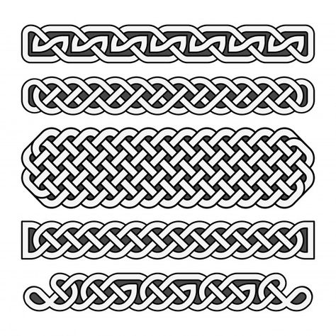 Celtic knots vector medieval borders set in black and white Premium Vector Celtic Band Tattoo, Celtic Border, Arte Viking, Tattoo Band, Celtic Knot Tattoo, Symbole Viking, Celtic Band, Celtic Ornaments, Knot Tattoo