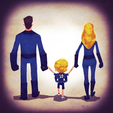 “Fantastic Parents” | Marvel Superhero Families Take Their Kids Back To School Star Treck, Superhero Family, Doctor Doom, Mister Fantastic, Art Geek, Pahlawan Marvel, Pahlawan Super, Nick Fury, Geek Art