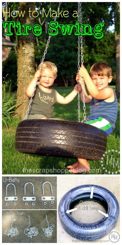 How To Make a Tire Swing Tutorial | Today's Creative Life Diy Tire Swing, Swing Tutorial, Tire Playground, Diy Kids Playground, Adults Crafts, Tire Craft, Backyard Playset, Tire Swings, Tire Swing