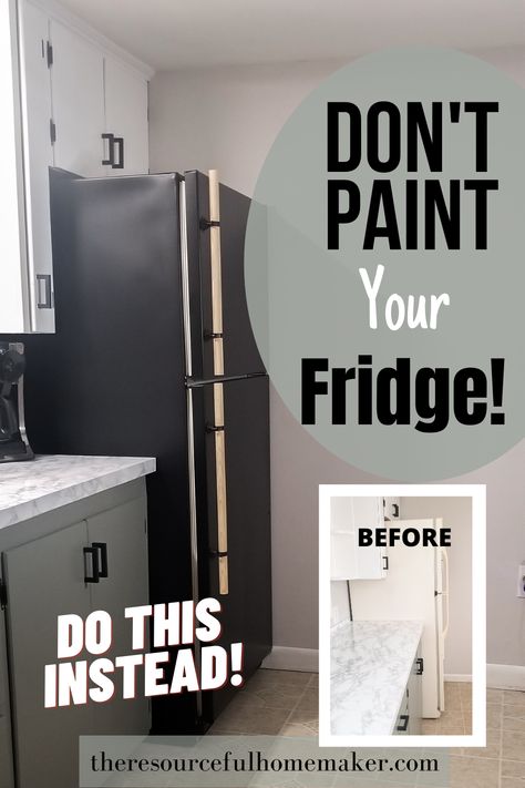 Chalk Painted Fridge, Paint A Refrigerator Diy Fridge Makeover, Paint My Fridge, How To Paint An Old Refrigerator, Diy White Fridge Makeover, Diy Fridge Paint, Refrigerator Diy Makeover Ideas, Diy Paint Fridge, Update Fridge Diy