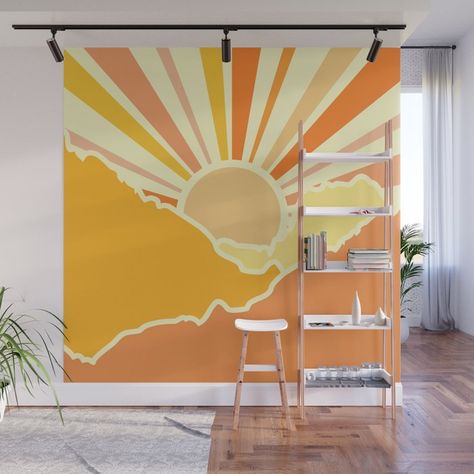 With our Wall Murals, you can cover an entire wall with a rad design - just line up the panels and stick them on. They're easy to peel off too, leaving no sticky residue behind. With crisp, vibrant colors and images, this stunning wall decor lets you create an amazing permanent or temporary space. Available in two floor-to-ceiling sizes.      - Size in feet: 8' Mural comes with four 2'(W) x 8'(H) panels   - Size in feet: 12' Mural comes with six 2' x 8' panels   - Printed on self-adhesive woven Sunshine Mural, Sunrise Mural, Sun Mural, Sunset Mural, Sunset Wall Mural, Indoor Mural, Mountain Wall Mural, Mountain Mural, Mural Ideas