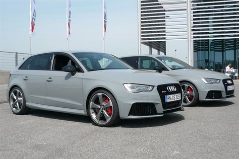 Audi RS3 Nardo Grey F34 Pair (1) Audi Rs3 Nardo Grey, Audi Rs 3 Sportback, Audi A3 2016, Car Colours, Audi Rs 3, 1st Car, 2015 Cars, Nardo Grey, Grey Car