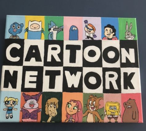 Cartoon Network Paintings, 90s Painting Ideas, Kids Cartoon Shows, Animation Character Drawings, Cartoon Network Art, Cartoon Network Characters, Door Painting, Cartoon N, Square Painting