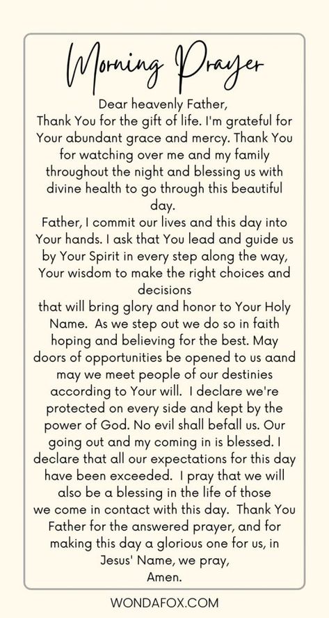 10 Short Morning Prayers To Use Daily - Wondafox Spiritual Morning Prayers, Morning Prayers Short, Prayers For The Week Ahead, Powerful Morning Prayers For Family, Christian Morning Prayers, Early Morning Prayers, Prayers For The Morning, Prayers Board Ideas, Morning Catholic Prayer