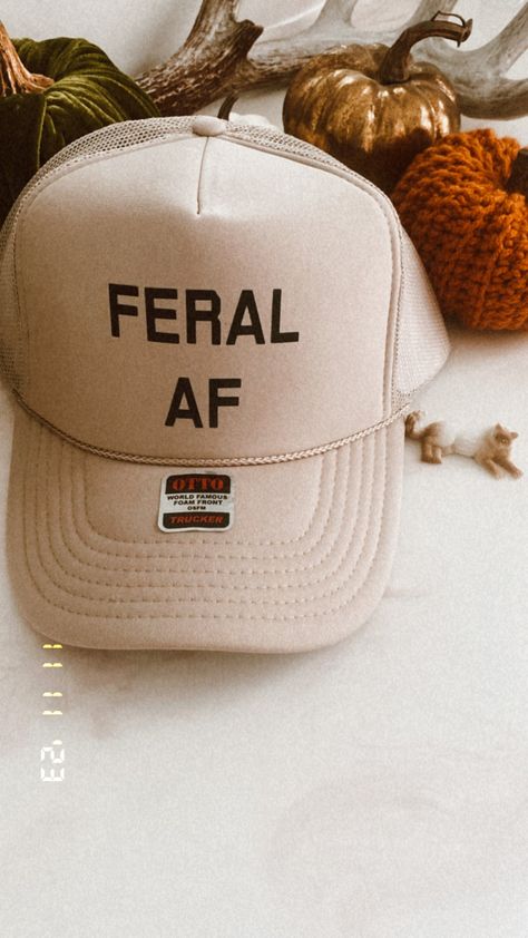 Feral AF Trucker Hats – Waylon + Willie Boutique Country Fashion, Custom Trucker Hats, Cap Girl, Black Writing, Funny Hats, Hat Ideas, Love Cats, Cute Hats, Hats For Sale