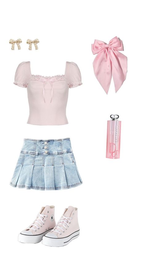 coquette outfit Coquette Back To School Outfits, First Day Of School Outfit Coquette, Shojo Outfit Ideas, Coquette Airport Outfit, Coquette Outfit Collage, Coquette Outfit For School, Real Coquette Outfit, Coquette Capsule Wardrobe, Coquette Casual Outfit