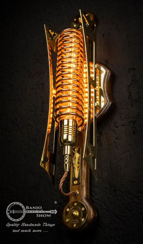 Lampe Steampunk, Steampunk Interior, Baritone Saxophone, Steampunk Furniture, Steampunk Wall, Glass Dome Display, Lampe Diy, Arte Steampunk, Steampunk Lighting