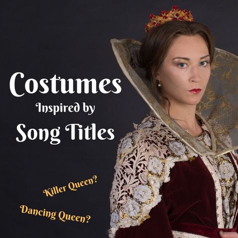 Dressing as a song title is a fun way to get ideas for Halloween costumes and party themes. Find ideas for a costume based on a song for your next fancy dress party. Song Title Costumes, Music Themed Halloween Costumes, Dress Like A Song Title, Halloween Costume Party Themes, Funny Song Lyrics, Costume Party Themes, Funny Lyrics, Beatles Funny, Quick Halloween Costumes