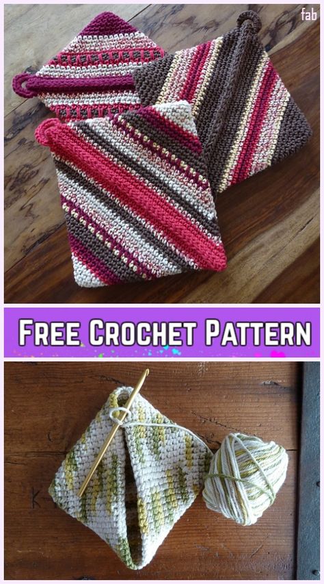 Crochet Pot Holders Free Pattern, Crochet Potholder Patterns, Crochet Hot Pads, Crochet Pig, Dishcloth Crochet Pattern, Potholder Patterns, Crochet Towel, Crochet Dishcloth, Crochet Washcloth