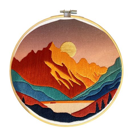 PRICES MAY VARY. ✅Embroidery Kits for Beginners: You will get 1 pc embroidery fabric with the mountains and lake pattern, 7.8 inch adjustable circle cross stitch hoop, 2 pcs embroidery needles, enough color embroidery threads, needle threader, instructions . You can get a pretty craft decor by finish this adults embroidery starter kit. ✅Easy Operation Embroidery Project: The cross stitch fabric is printed with an embroidery Pattern, greatly convenient for beginners embroidery. The needlepoint fr Mountains Embroidery Pattern, Embroidery Mountains Simple, Mountain Embroidery Pattern, Embroidery Mountains, Scenery Embroidery, Mountains Embroidery, Southwest Embroidery, Circle Cross Stitch, Stamped Cross Stitch Kits