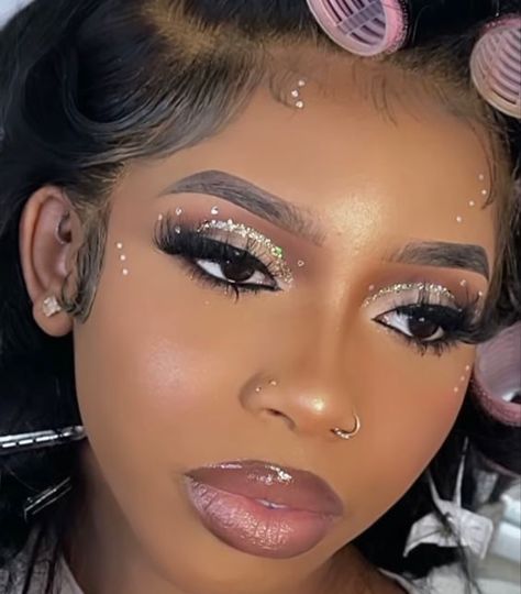 #follow #makeuplooks #makeup #blogging #blogger #blog #lashes #beautyblog Cool Skin Makeup Looks, Glam Prom Makeup Looks, Homecoming Makeup Black Women, Icy Makeup Looks Black Women, Pink Prom Makeup Looks Black Women, Pearl Makeup Looks Prom, Prom Makeup For Brown Eyes Pink Dress, Prom Makeup Looks For Pink Dress, Royal Blue Makeup Looks Black Women