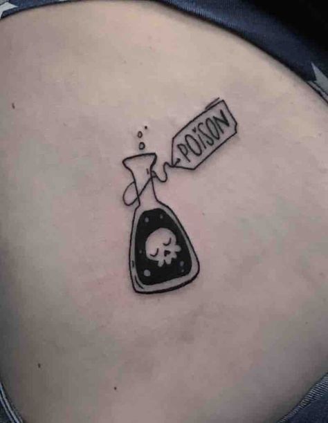 Alcohol Is Poison Tattoo, Poison Bottle Tattoo Simple, Tiny Potion Bottle Tattoo, Bottle Of Poison Tattoo, Skull Bottle Tattoo, Potion Bottle Tattoo Simple, Poison Jar Tattoo, Small Potion Bottle Tattoo, Poison Tattoo Ideas