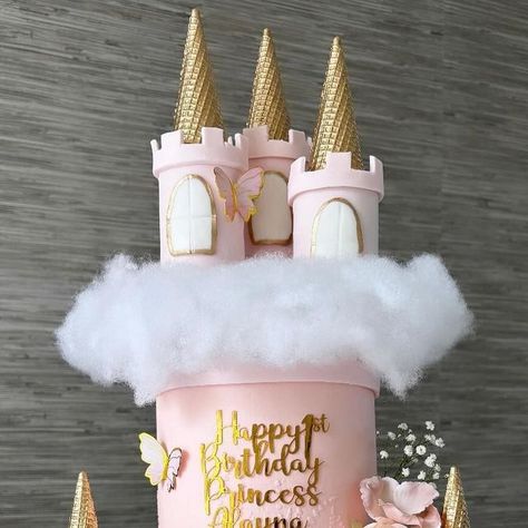 Ivy, White Princess Cake, Castle Birthday Cakes, Castle Cake, White Princess, Princess Cake, 5th Birthday, 3rd Birthday, Soft Pink