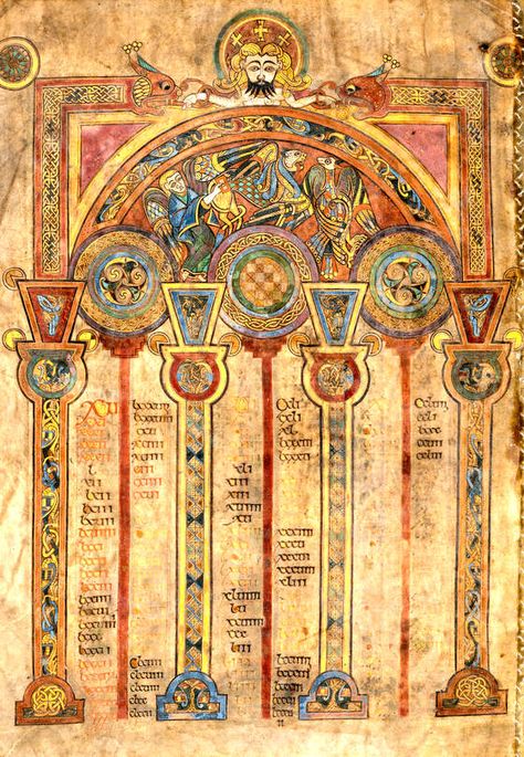 Book Of Kells Art, Arts Education Quotes, The Book Of Kells, Medieval Illumination, Trinity College Dublin, Four Gospels, Medieval Books, American Mom, Trinity College