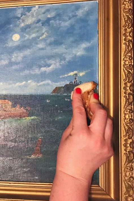 Rummaging 101: How to Clean an Old Vintage Painting — Capitol Vintage Charm How To Clean Oil Paintings, How To Clean An Oil Painting, How To Frame Paintings, Painting Over Old Paintings, Cleaning Oil Paintings, Photo Into Painting, Clean Painting, Painting Restoration, Antique Couch