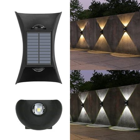 Solar Wall Light UP and Down Illuminate Outdoor Sunlight Lamp IP65 Waterproof Modern Decor for Home Garden Porch, Black , Feature: Quantity: 1pc Material:Plastic Color:Black Product size:13.5x9cm/5.3x3.54in Packing size:15x10x5cm/5.9x3.94x1.97in Product net weight:139g/0.3lb Product gross weight:168g/0.37lb Charging Time: 6h Working Time: 8-12h Light Color: Warm Light Applicable scene:Courtyard,Outdoor Specification: ENHANCE THE LOOK OF YOUR HOMEModern Outdoor Wall Sconce will evenly distribute Sunlight Lamp, Outdoor Solar Wall Lights, Solar Fence Lights, Solar Landscape Lighting, Modern Outdoor Lighting, Solar Deck Lights, Solar Wall Lights, Garden Porch, Fence Lighting