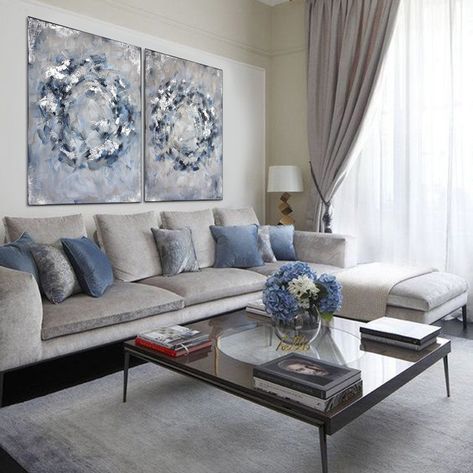 Blue And Gold Living Room, Blue Grey Living Room, Silver Living Room, Navy Living Rooms, Gold Living, Blue Living Room Decor, Living Room Decor Gray, Beige Living Rooms, Gold Living Room