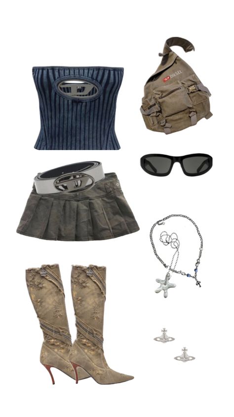 diesel, vintage diesel, y2k, vintage fashion, denim top, outfit inspo, oufit idea, fashion inspiration Y2k Baddie Outfits, Diesel Outfit, Denim Top Outfit, Diesel Vintage, Diesel Fashion, Vintage Diesel, Diesel Tops, Girls Night Outfit, Fashion 2000s