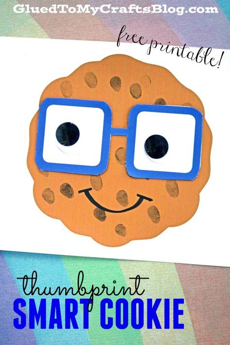 Paper Thumbprint Smart Cookie - Kid Craft Idea w/free printables to get you started! Cookie Preschool Craft, The Smart Cookie Book Activities Kindergarten, Cookie Printable Templates, Cookie Crafts For Toddlers, The Smart Cookie Craft, C Is For Cookie Craft, Smart Cookie Craft, Cookie Template Printable, Cookie Crafts For Preschool