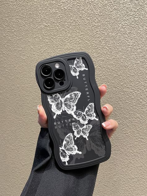 Butterfly Pattern Phone Case Cute Iphone Phone Cases, Cute Phone Cases For Black Iphone, Phone Cases For Black Iphone, Iphone 13 Phone Cases, Iphone Cases Black, Black Phone Cases, Butterfly Phone Cases, Phone Cases Iphone 11, Goth Phone Case