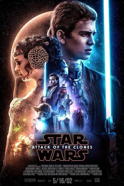 Star Wars Episode 2, Film Facts, Star Wars Attack Of The Clones, Anakin Vader, Star Wars Painting, Star Wars Padme, Star Wars Obi Wan, Star Wars Background, Cuadros Star Wars