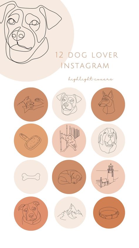 Dog Instagram Highlight Icons Pet Highlights Your Story - Templates by Canva Boho Highlight Covers, Pet Grooming Salon, Instagram Business Marketing, Dog Instagram, Zestaw Ikon, Dog Line Art, Instagram Symbols, Highlight Instagram, Professional Fonts