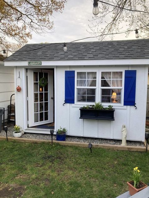 Wholesome Fox Library Shed, Tiny Backyard, Tiny Library, Mini Library, Personal Library, Little Library, Garden Art Diy, She Shed, Space Heater