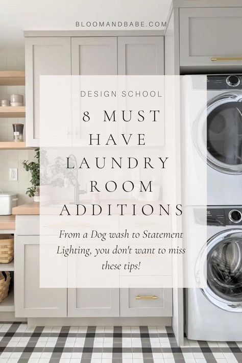 I know firsthand how important having a functional and well-designed laundry room is. Here are some must-have laundry room additions that I highly recommend for every home! Amazing Laundry Rooms, Laundry Room Features, Small Mudroom And Laundry Room Combo, Basement Mudroom Laundry Room, Must Have Laundry Room Features, Luxury Laundry Room Design, Laundry Room Designs Layout, Laundry Room Hampers, White Cabinet Laundry Room