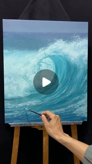 Painting The Ocean With Acrylics, Acrylic Tutorials Painting, Ocean Painting Easy, Ocean Painting Acrylic, Seascape Paintings Acrylic, Wave Art Painting, Ocean Scape, Seascape Acrylic Painting, Oil Painting Sea