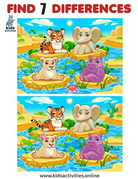 Spot the Differences between Two Pictures Printable Spot The Difference Printable, Spot The Difference Kids, Find The Difference Pictures, Spot The Difference Puzzle, Find The Differences Games, Speaking Activities English, Spot The Difference Games, Printable Math Games, Nursing Home Activities