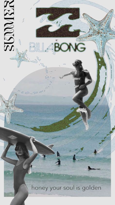 #surf #surfer #surfergirl #surfing #surfingaesthetic #oceanaesthetic #aesthetic #summer #beachgirl Surfer Poster Art Prints, Surfs Up Poster, Surf Collage Art, Surf Branding Design, Surfing Graphic Design, Surf Crush Aesthetic, Surfer Collage, 90s Surfer Aesthetic, Billabong Aesthetic
