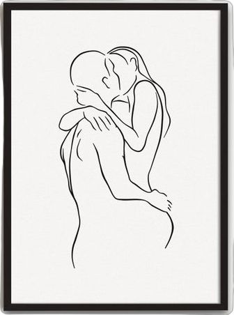 Line Art Hugging, Hug Line Art, Kissing Line Drawing, Art Hugging, Art Hug, In Love Art, Woman Poster, Couple Kissing, Hugging Couple