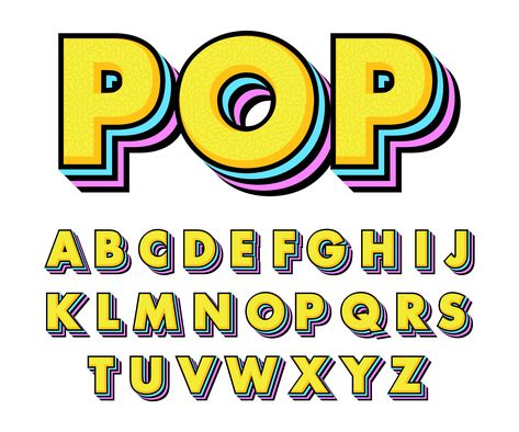 Pop art font style Vector. Choose from thousands of free vectors, clip art designs, icons, and illustrations created by artists worldwide! Pop Art Lettering, Pop Art Letters, Pop Art Font, Sign Lettering Fonts, R6 Wallpaper, Lettering Illustration, Graphisches Design, Hand Lettering Inspiration, Graffiti Font