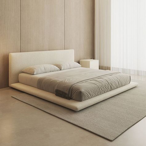 King Size Bed Master Bedrooms Wood, Minimalist King Bedroom, Master Bedrooms King Bed, Minimalistic Bed Frame, Camas King Size Modernas, Fabric Bed Design, Minimalist Bed Design, King Bed Design, Minimalist Beds