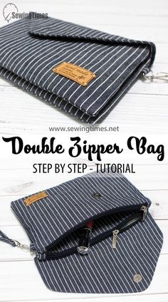 Double Zipper Bag, Handbags Patterns, Crochet Hand Bags, Diy Sac, Diy Bags Patterns, Diy Bags Purses, Tote Bags Sewing, Ladies Handbags, Diy Handbag