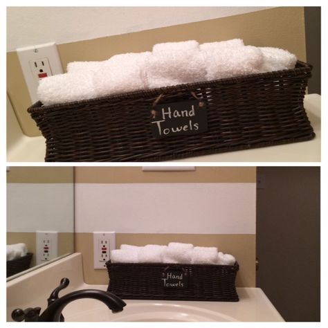 Hand Towel Basket Bathroom Ideas, Guest Hand Towels Display, Guest Bathroom Hand Towel Ideas, Hand Towels In Bathroom, Towel Basket Bathroom, Guest Bathroom Makeover, Fancy Towels, Towel Basket, Diy Bathroom Design