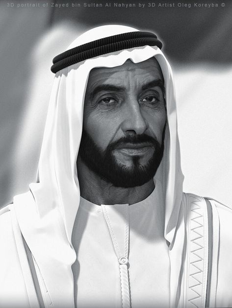 Sheikh Zayed Bin Sultan, Zayed Bin Sultan Al Nahyan, History Uae, Uae National Day, Video Design Youtube, World Handsome Man, 3d Portrait, Avatar Picture, Sheikh Zayed