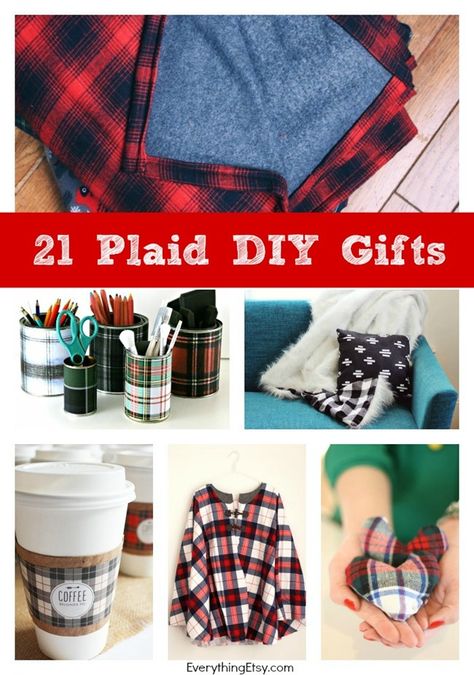 21 Plaid DIY Gifts for you'll love! Lots of no sew projects! EverythingEtsy.com Couture, Plaid Gifts, No Sew Projects, Diy Plaid, Gifts Sewing, Plaid Diy, Sew Ideas, Sew Projects, Diy Display