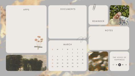 Beige White Elegant Collage March 2023 Calendar Organizer Desktop Wallpaper Desktop Wallpaper Calendar, Laptop Organization, Macbook Air Wallpaper, Pc Desktop Wallpaper, Desktop Wallpaper Macbook, Desktop Themes, Desktop Wallpaper Organizer, Cute Laptop Wallpaper, Calendar Organization